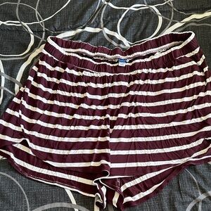 Women’s Old Navy Burgundy and White Striped Shorts